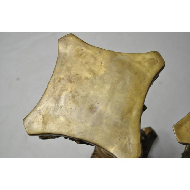 Vintage Neoclassical Brass Bronze Corinthian Column Pedestal Plant Stand For Sale In Philadelphia - Image 6 of 10