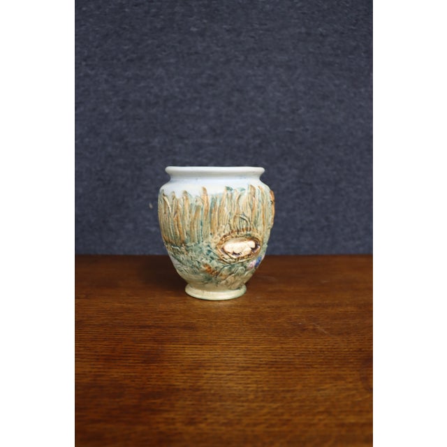 Cream Weller Glendale Bird Motif Art Pottery Vase For Sale - Image 8 of 14