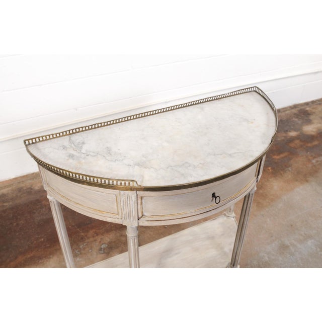 French Console W/Brass Gallery & Marble Top For Sale - Image 4 of 13