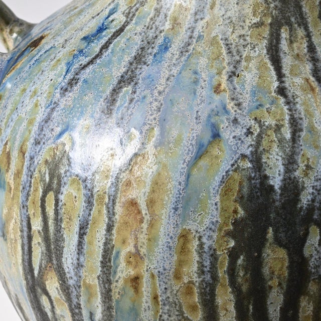 Blue Drip Glaze Stoneware Vase from Roger Guerin, 1930s For Sale - Image 11 of 13
