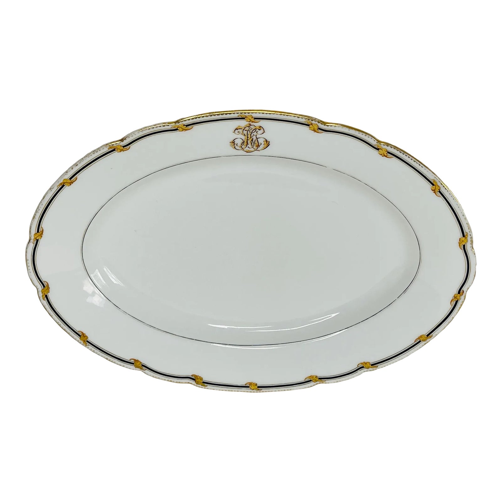 Victorian 1880s Rihouet Lerosey Monogrammed French Serving Platter