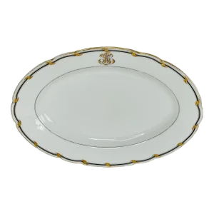Victorian 1880s Rihouet Lerosey Monogrammed French Serving Platter.