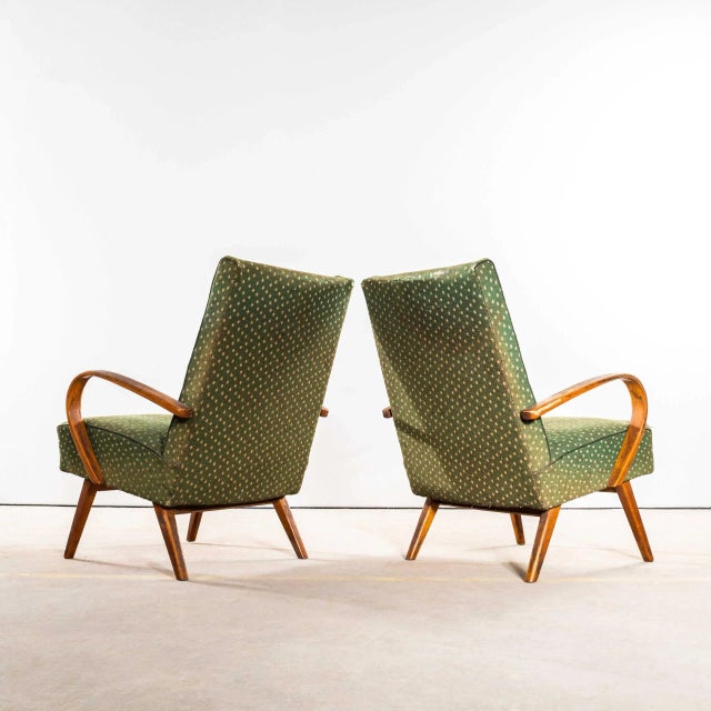Armchair in Chevron Slub Jacquard Upholstery by Jaroslav Šmídek, 1950s For Sale - Image 6 of 10