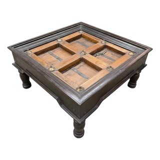 1970s Rustic Teak Wood Upcycled Antique Door Coffee Table with Distressed Finish For Sale