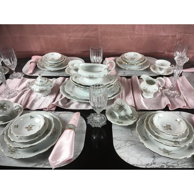 Rose 1940s Sepia Rose Dinnerware Set by Johann Haviland Bavaria, Service for Twelve, 97 Pieces For Sale - Image 8 of 12