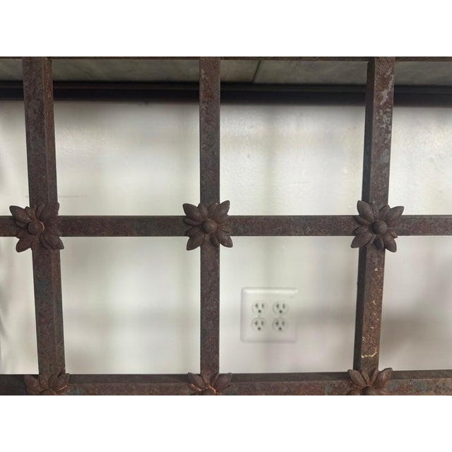 Monumental Hand-Wrought Iron Console With Stone Medallion and Classical Garlands For Sale - Image 14 of 17