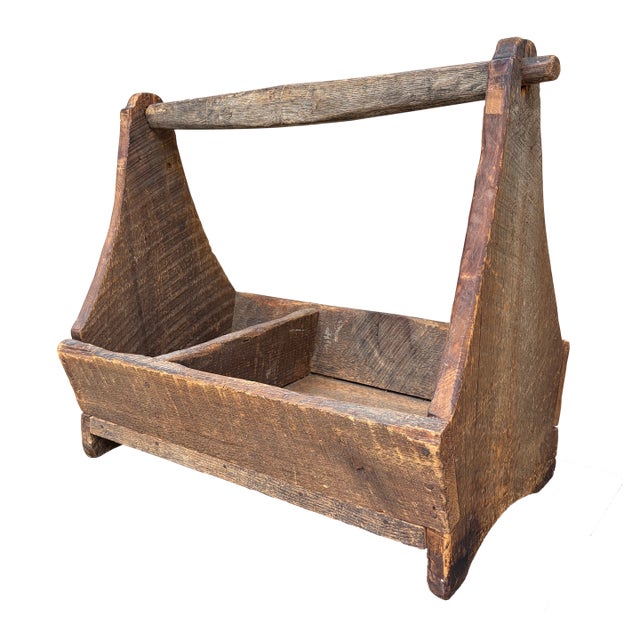 19th Century Hand Hewn Pine Garden Trug With Original Patina For Sale