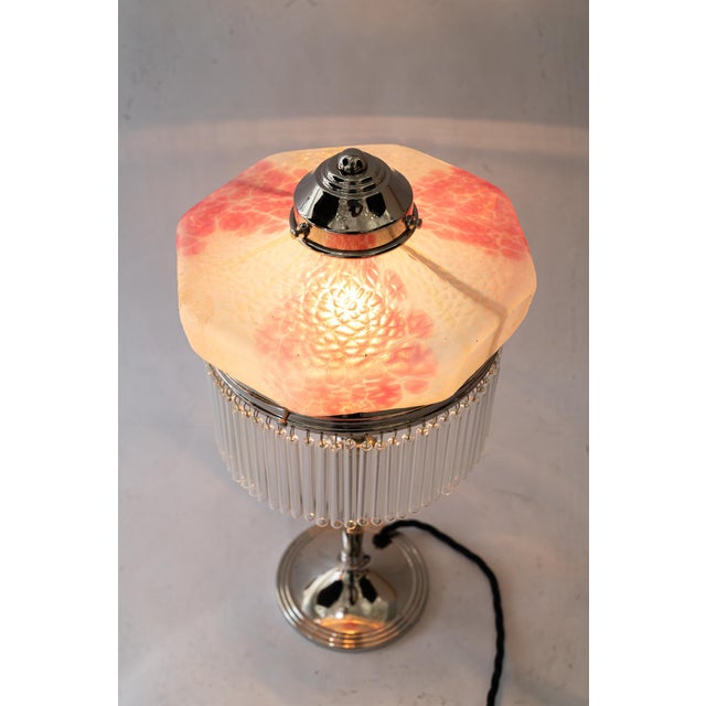 Art Deco Nickel-Plated Table Lamp with Glass Shade from Palme Koenig, 1920s For Sale - Image 15 of 18