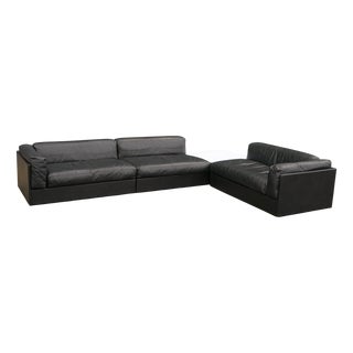 Large Leather Modular Sofa in the style of de Sede, 1970s, Set of 3 For Sale