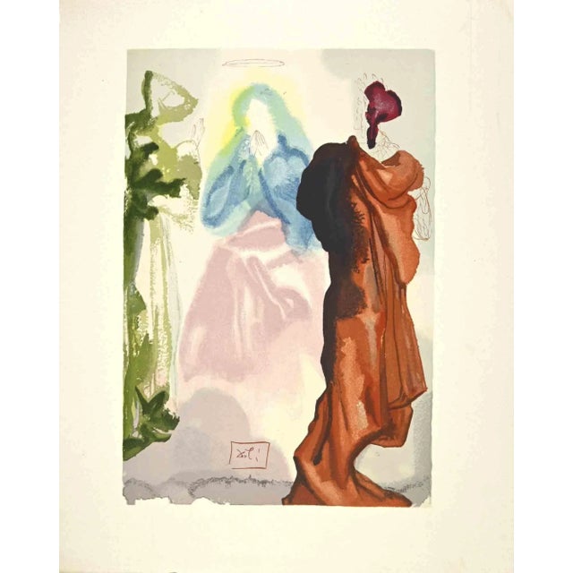 Modern Salvador Dali, Prayer of Saint Bernard to the Virgin, Woodcut, 1963 For Sale - Image 3 of 3