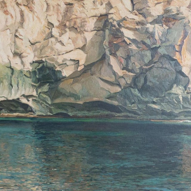 Ferran Martí, Rocky Coastline & Shimmering Water, Oil on Canvas For Sale - Image 4 of 5