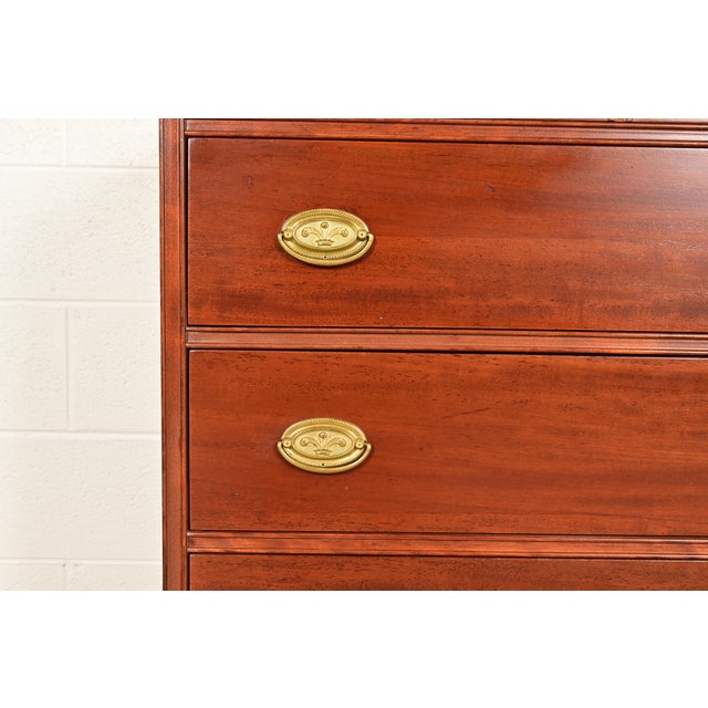 Baker Furniture Style Georgian Carved Mahogany Dresser or Chest of Drawers For Sale - Image 10 of 14