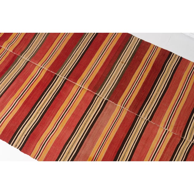 Vintage Red Striped Kilim Rug For Sale - Image 9 of 10