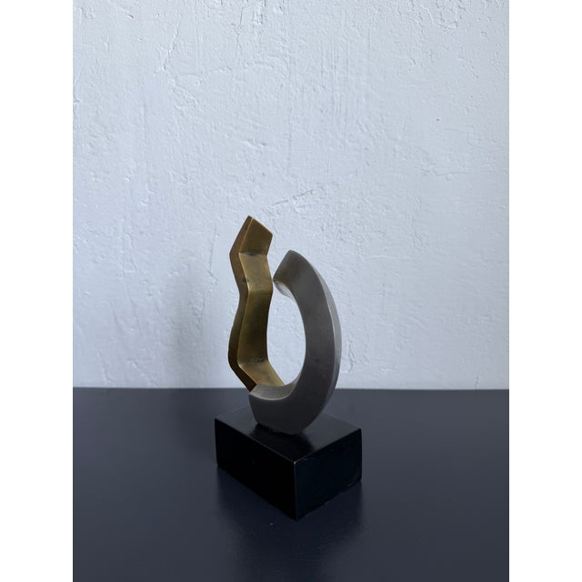 Modern Abrstract Bronze and Aluminum Sculpture Signed Palermo, Brazil 1990s For Sale - Image 3 of 13