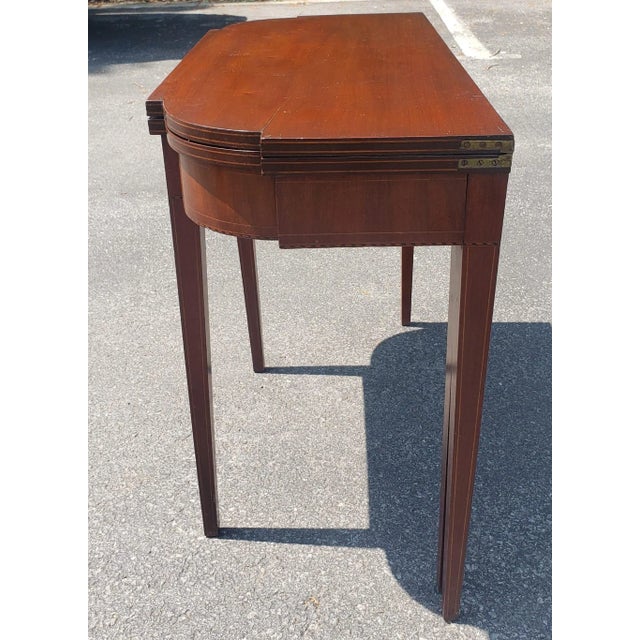 Federal Style Inlaid Mahogany Fold-Top Game / Console Table, Circa 1920s For Sale - Image 4 of 9