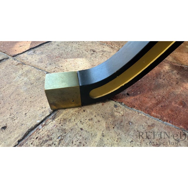 Pair of Hollywood Regency Black Lacquer & Gilt Side Tables by Heritage Furniture, Circa 1980s For Sale - Image 13 of 15