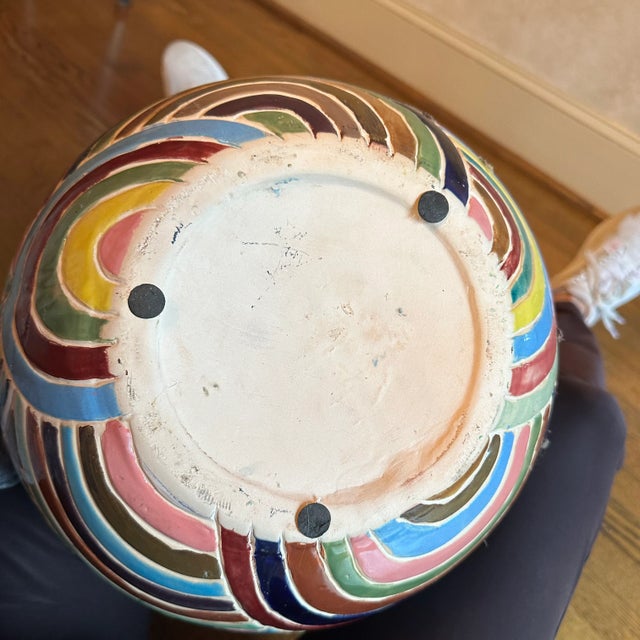 Vintage Multicolored Ceramic Vase For Sale - Image 4 of 4