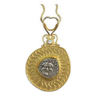 Gorgoneion Pendant W/ Serpents in 22k Gold For Sale