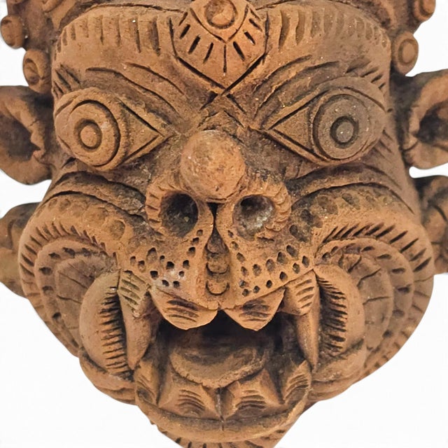 Mid-20th Century Thai Ramakien-Style Terracotta Character Busts, Pair For Sale - Image 11 of 16