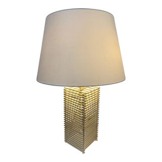 Thomas Pheasant Stacked Silver Table Lamp For Sale