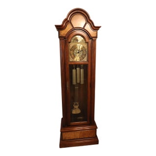 Howard MillerTriple-Chime Grandfather Clock — Burl Walnut Case For Sale