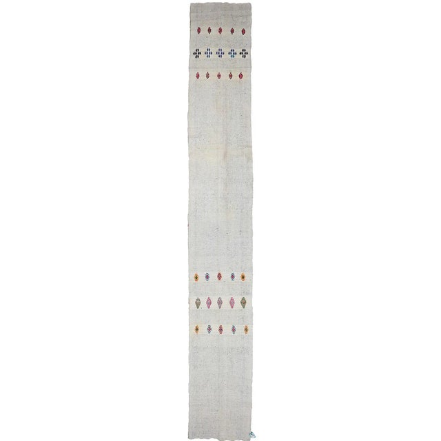 Textile Mid 20th Century Long Vintage Gray Kilim Runner For Sale - Image 7 of 7