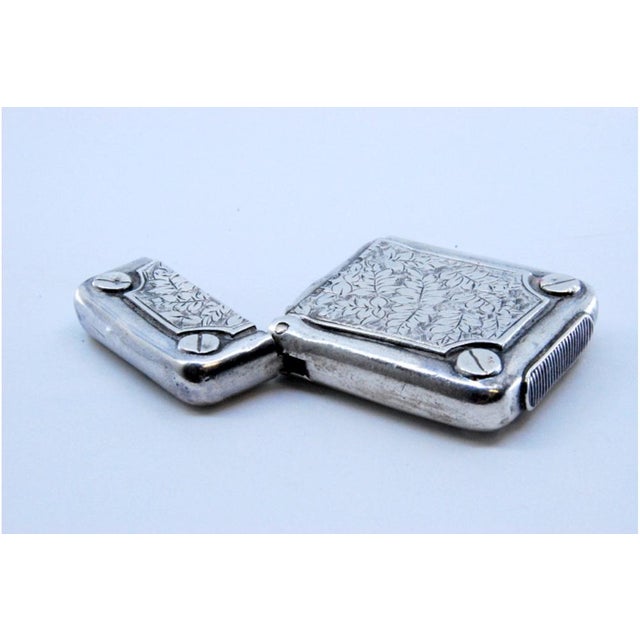 Silver Matchbox with Engraved Plant Motifs and Hinged Lid For Sale - Image 5 of 10