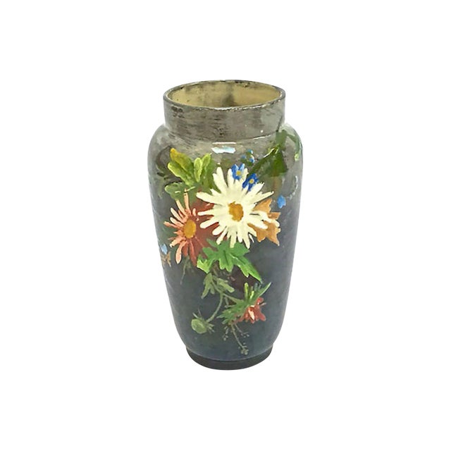 Antique French Barbotine Majolica Vase For Sale