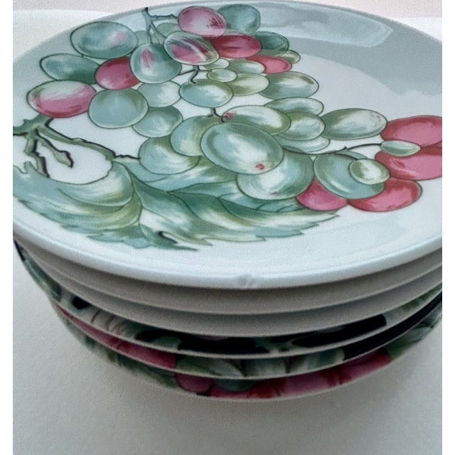 Set of 6 Vendanges Small Porcelain Plates by Philippe Deshoulieres For Sale - Image 12 of 17