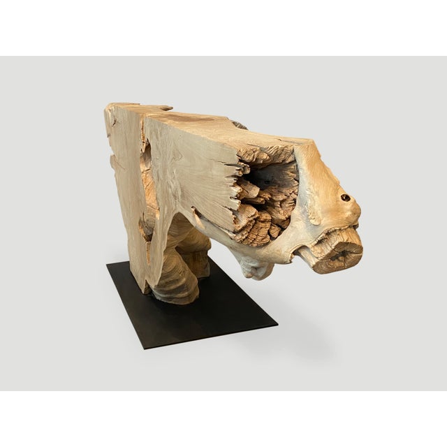 Contemporary Andrianna Shamaris Massive Bleached Teak Wood Console Table For Sale - Image 3 of 18