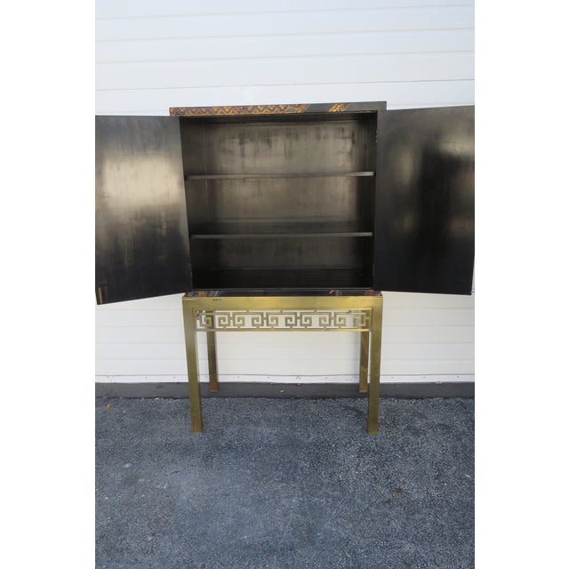Late 20th Century Maitland Smith Hand Painted Chinoiserie Cabinet Cupboard on Brass Stand 5442 For Sale In Miami - Image 6 of 18