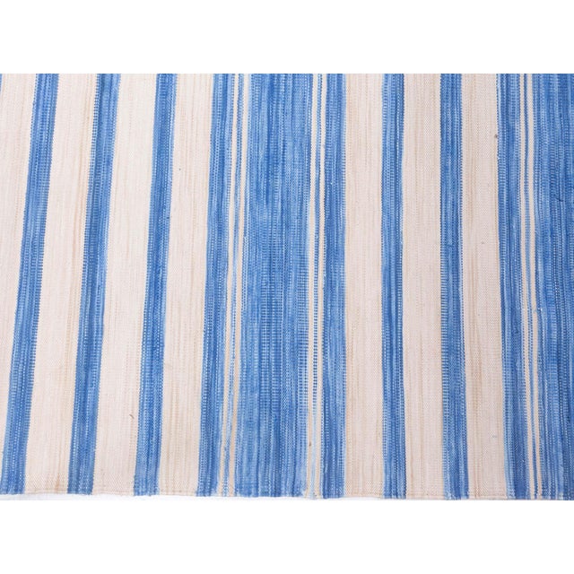 Contemporary Striped Blue Dhurrie Rug by Doris Leslie Blau For Sale In New York - Image 6 of 10