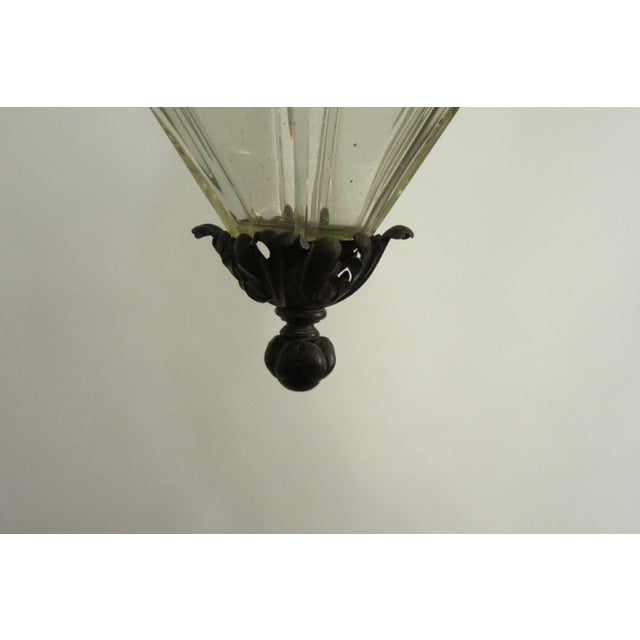 Metal 1920s Glass Lantern With Crown Top For Sale - Image 7 of 11
