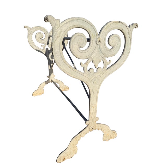 White Antique French Cast Iron and Marble Bistro Table, 1900s For Sale - Image 8 of 18