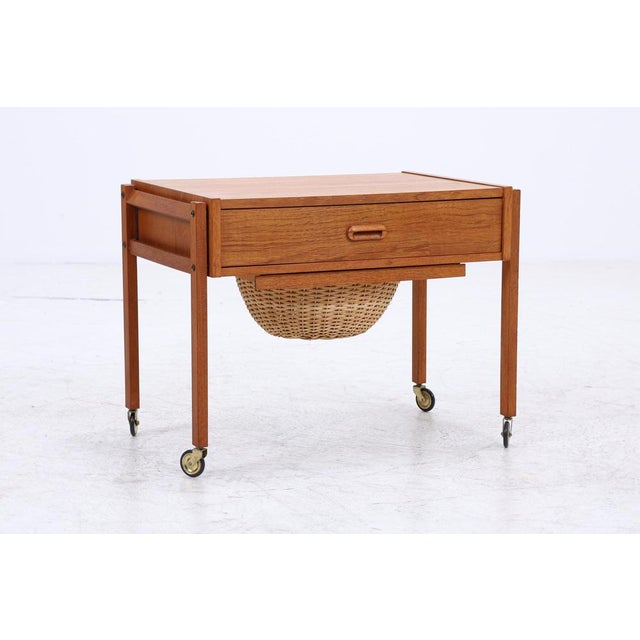 Mid-Century Danish Teak Sewing Box on Wheels, 1960s For Sale - Image 15 of 15
