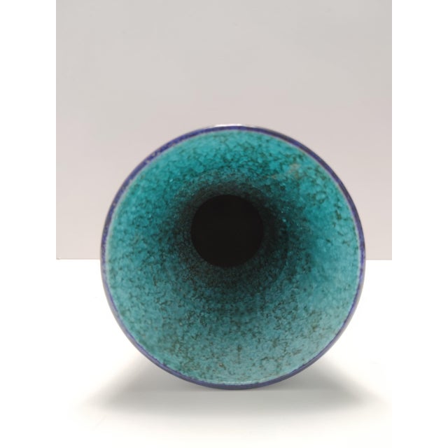 Postmodern Blue and Teal Ceramic Vase in the style of Bitossi, 1960s For Sale - Image 11 of 14