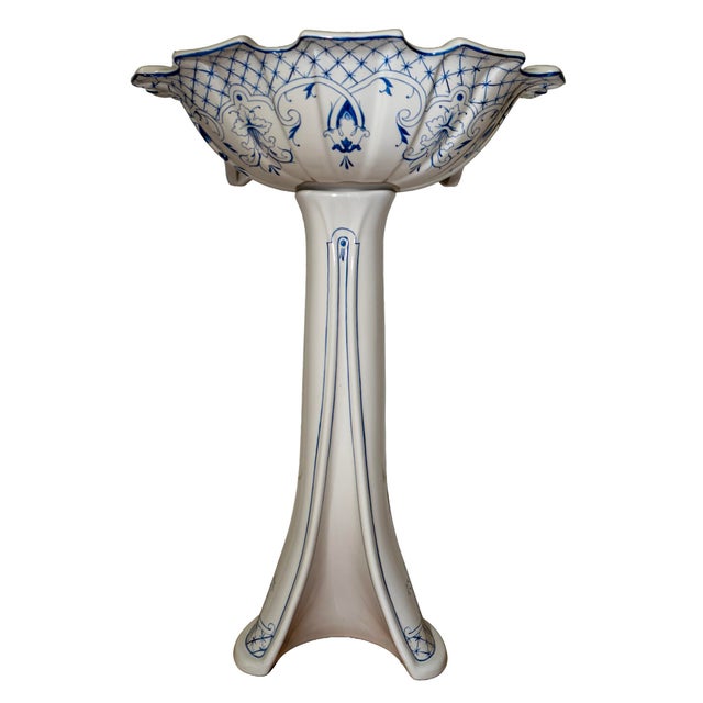 Delft Tulip Hand Painted/Hand Decorated Ceramic Pedestal