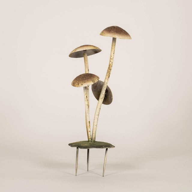 Painted French tole mushroom decoration for planters or gardens. Circa 1950s. Probably originally created as a prop for a...
