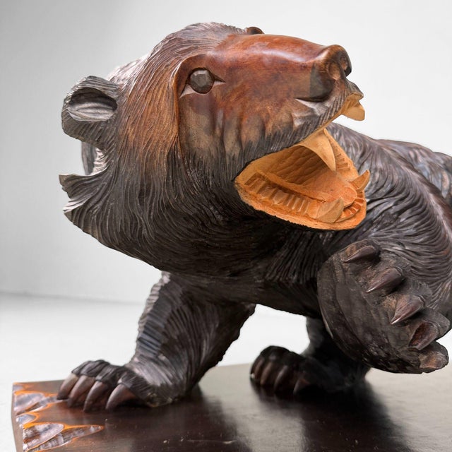 Wood Ainu Wooden Bear Sculpture, 1950s For Sale - Image 7 of 17