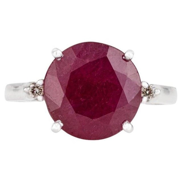 Not Yet Made - Made To Order Ruby Solitaire Ring With Diamond in 925 Sterling Silver - Size 7.5 For Sale - Image 5 of 12