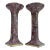 Vintage C.1980's Karl Springer Tessellated Stone & Brass Candle Holders -Pair (Burgundy, White and Gray Stone) For Sale