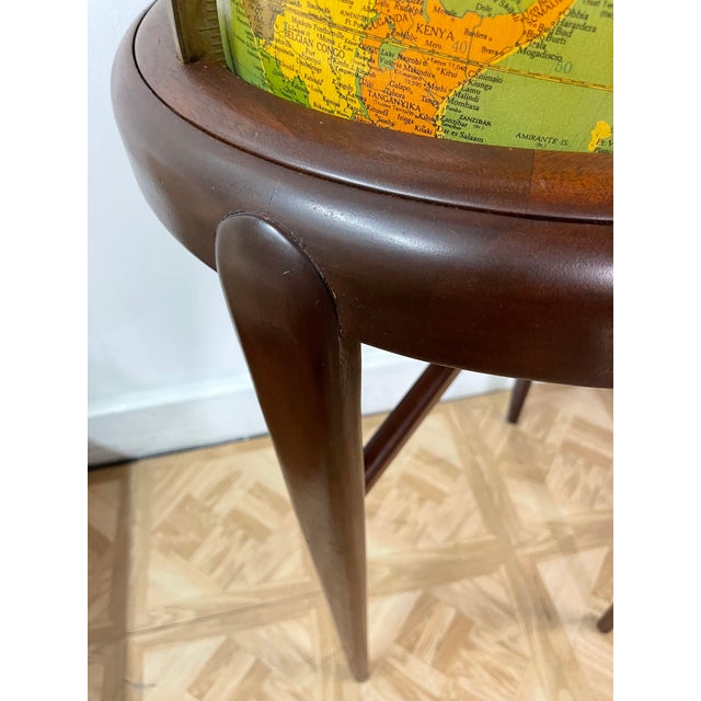 Mid Century Replogle Glass Globe Mahogany Stand | Chairish