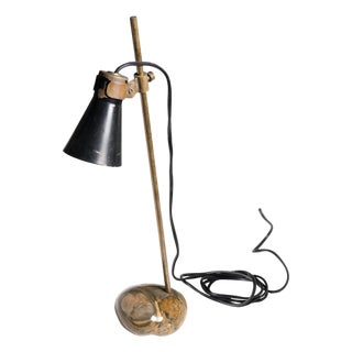 Sasso Table Lamp in Brass with Aluminum Lampshade by Luigi Caccia Dominioni for Azucena, Italy, 1948 For Sale
