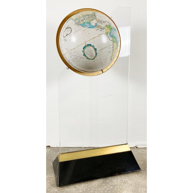 Postmodern Vintage 1980s World Globe on Acrylic Stand For Sale - Image 3 of 9