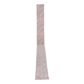 Vintage Muted Peach Turkish Stair Kilim Runner Rug For Sale