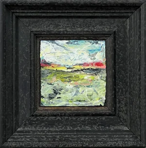 Impasto Abstract Seascape Landscape Miniature Study - Unique Original Art by Contemporary British Artist, 2020