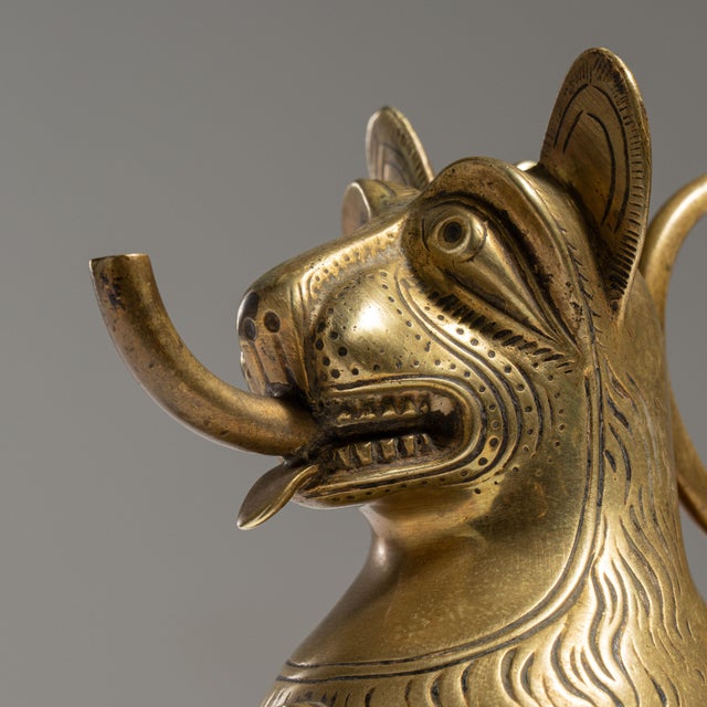 Gothic 19th Century Brass Lion Aquamanile Oil Lamp For Sale - Image 3 of 15
