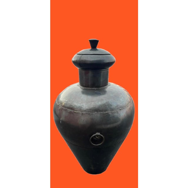 Late 20th Century Vintage Monumental 52” Tall India Iron Pot For Sale - Image 5 of 9