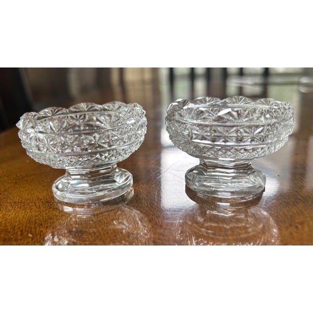 Victorian Late 19th Century Crystal Salt Cellars - a Pair For Sale - Image 3 of 4