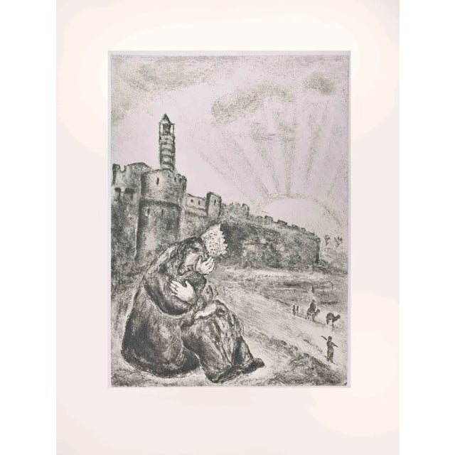 Marc Chagall, David Mourning the Death of his Son, Etching, 1956 For Sale